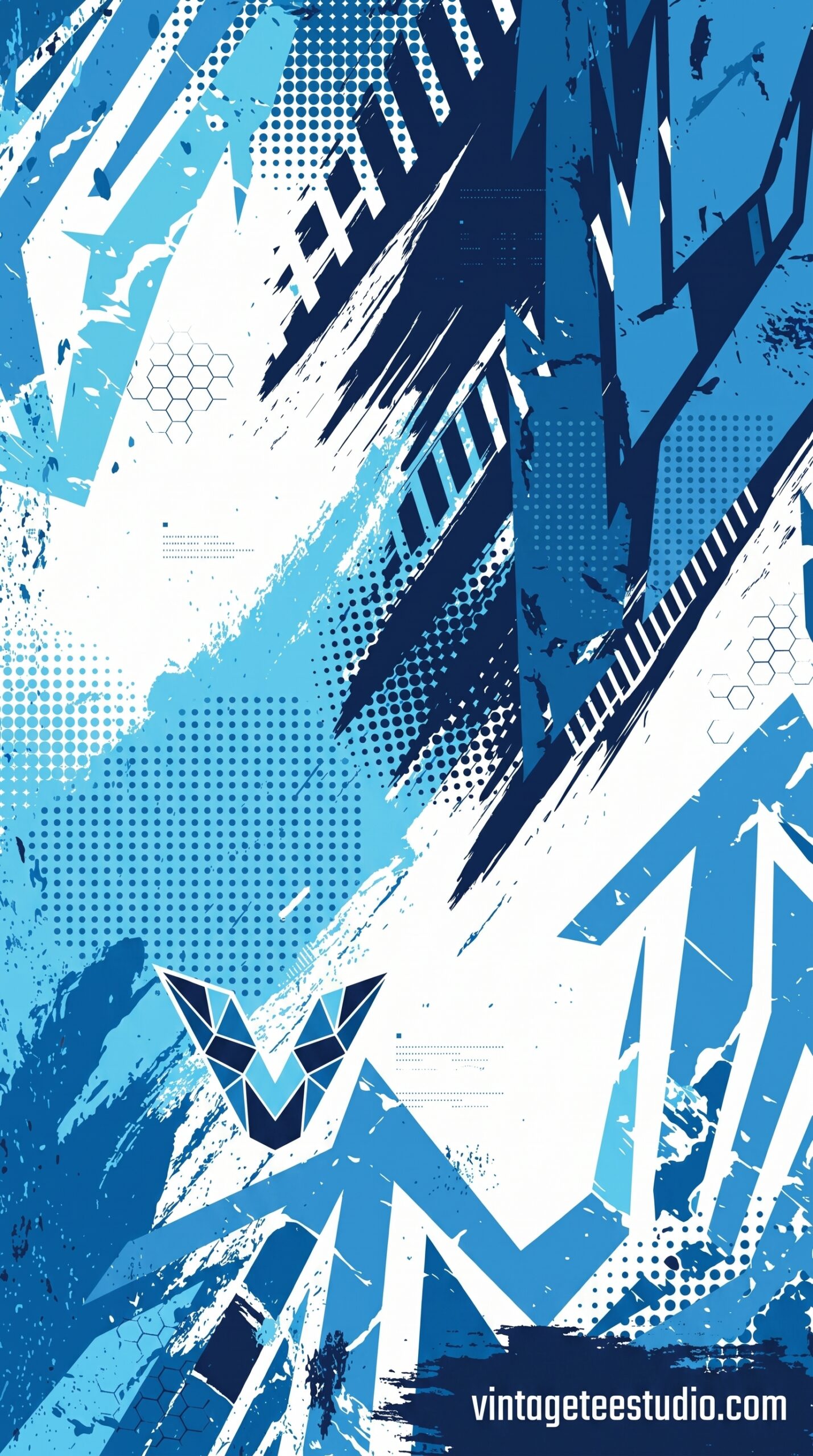 Printable shirt graphic PNG abstract blue and white design