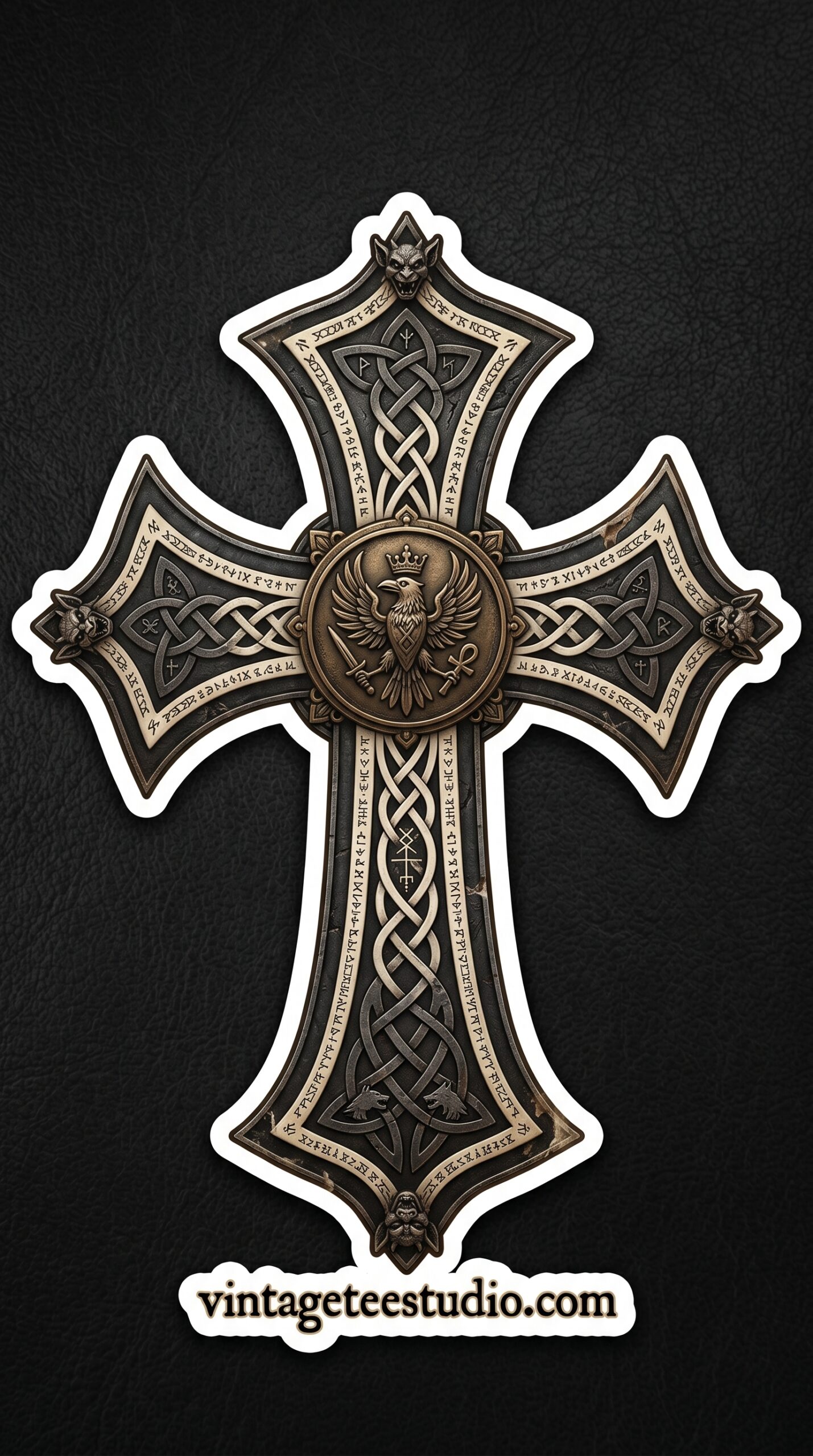 Printable shirt graphic PNG black and white cross sticker