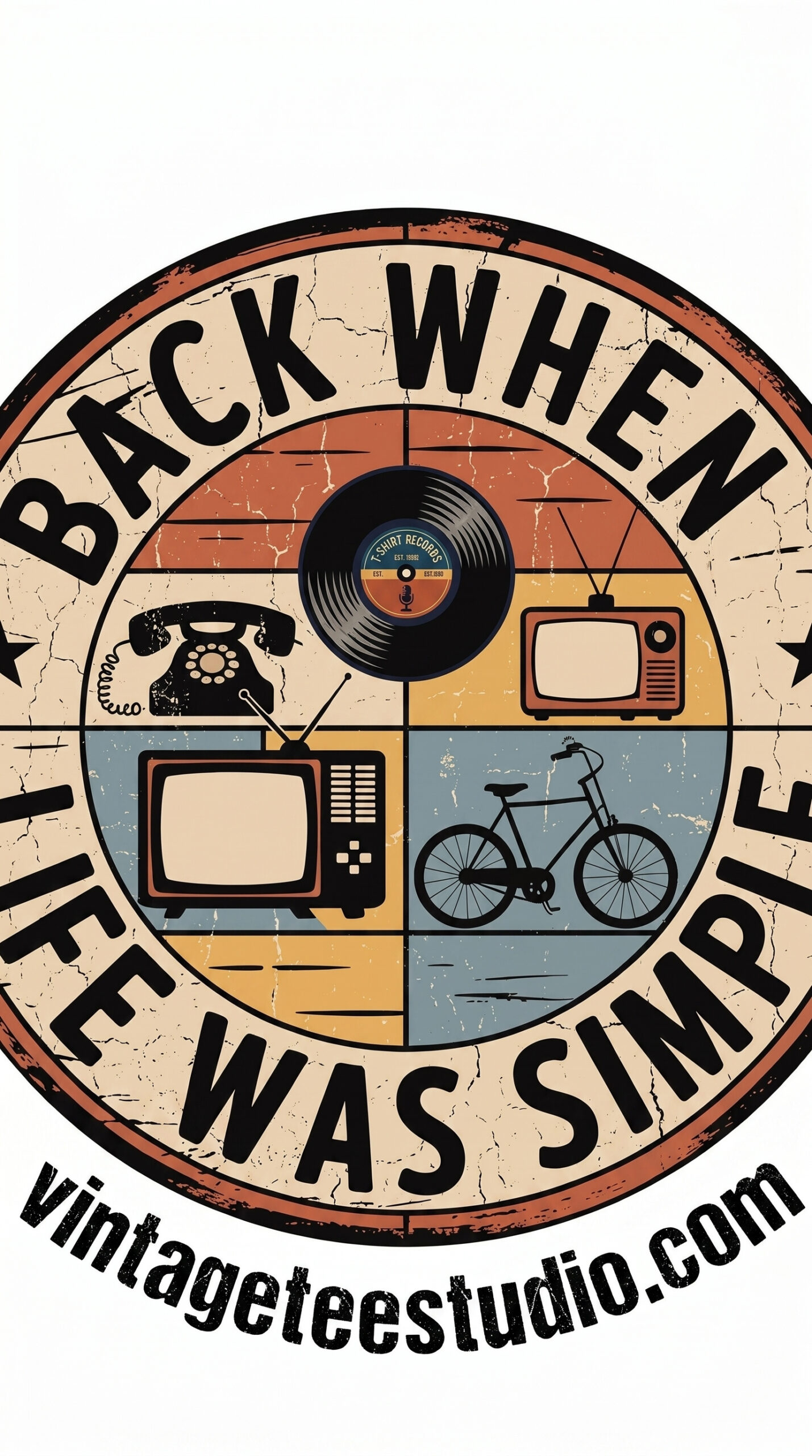 Back When Life Was Simple retro shirt PNG for POD vintage badge