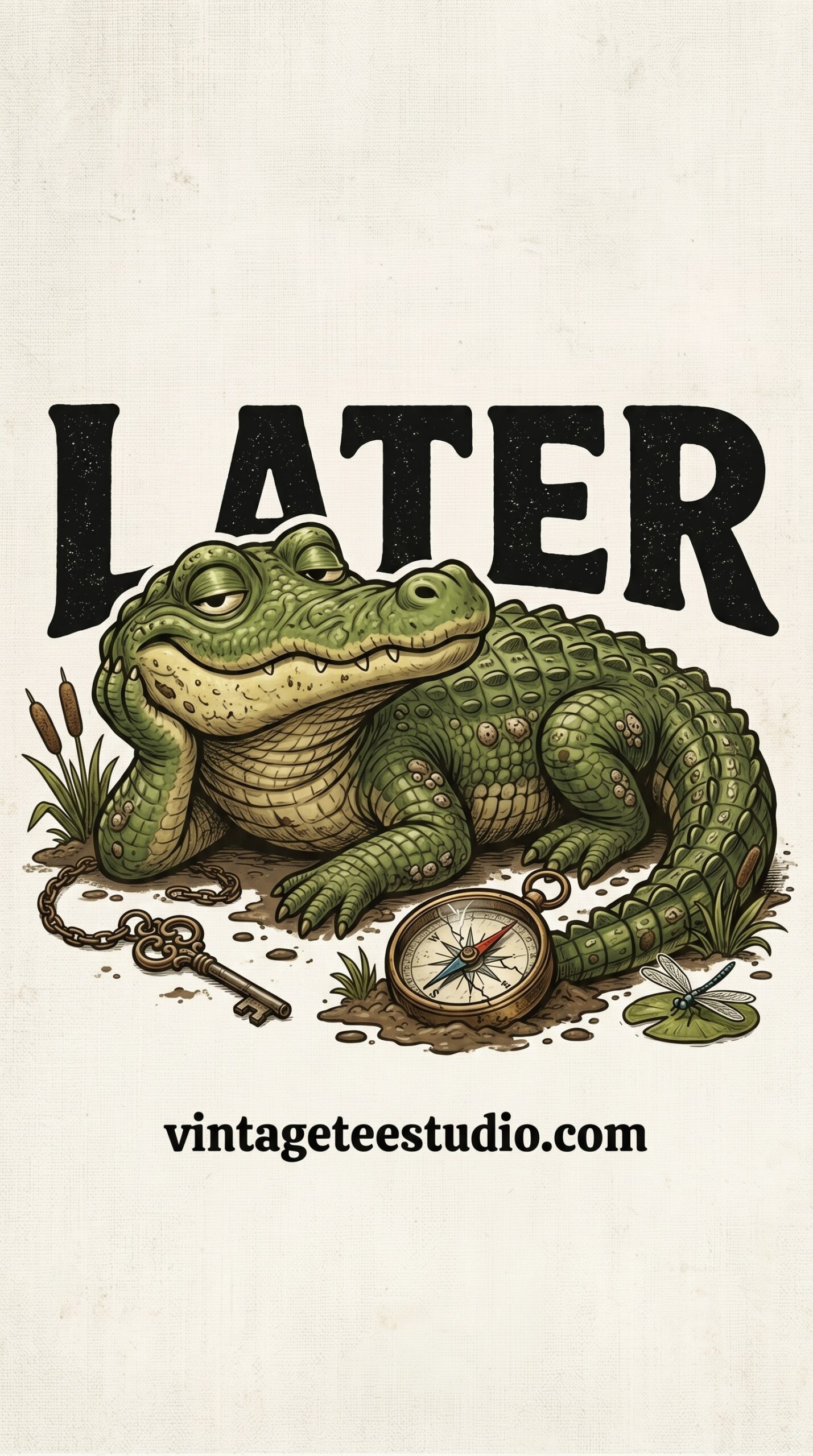 Retro shirt PNG for sublimation green alligator design
