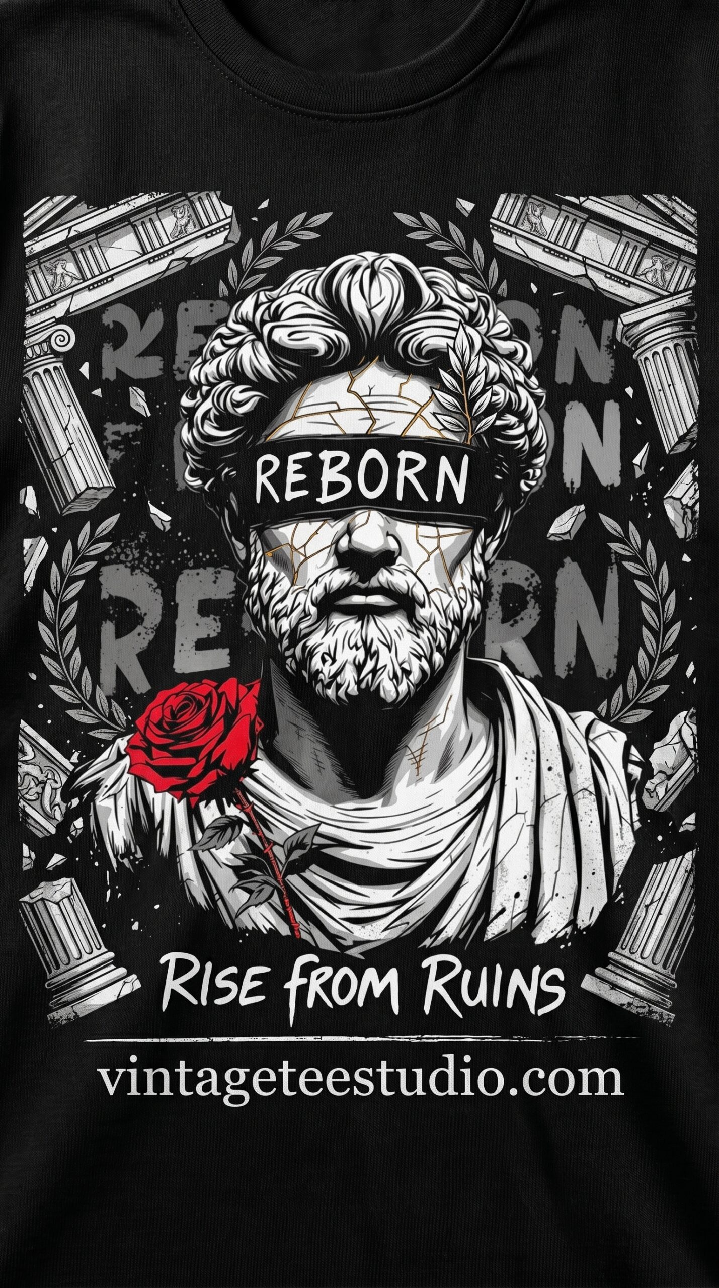 shirt design download png reborn rise from ruins vintage style printable editable