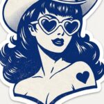 vintage t-shirt design logos cowgirl western sticker graphic printable editable