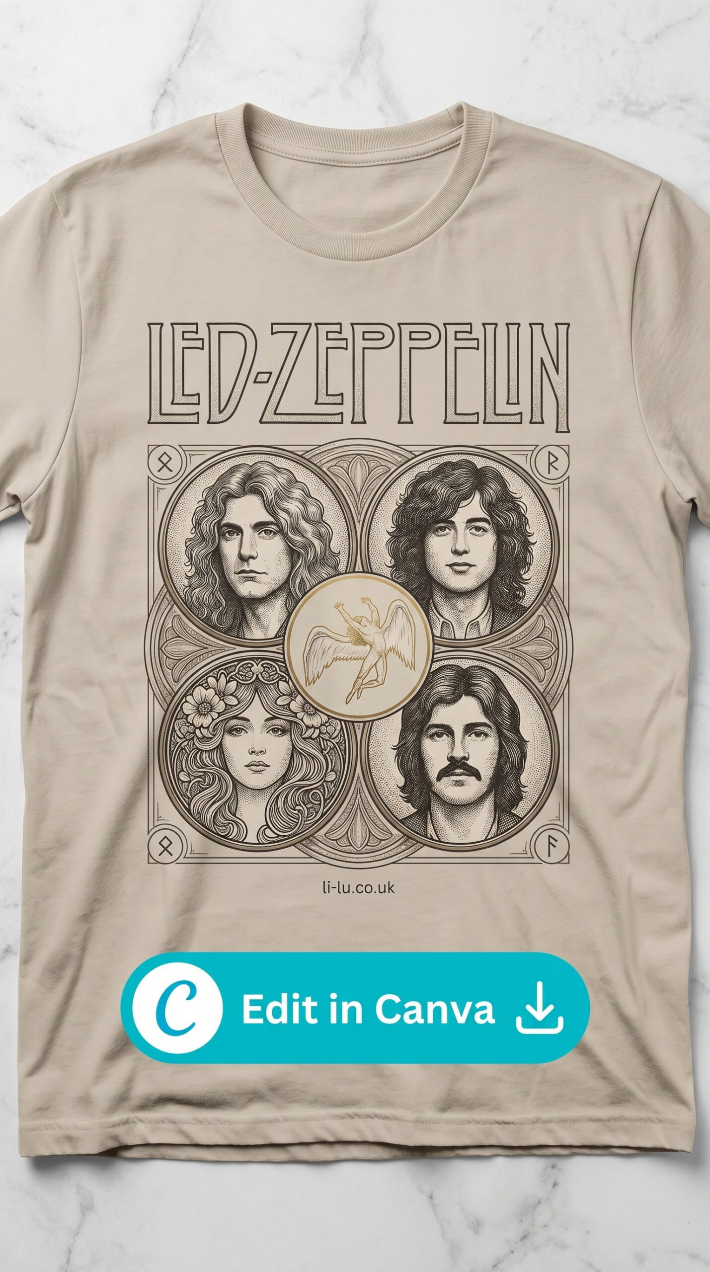 vintage t shirts 70s 80s art nouveau rock band medallion tee png pod design