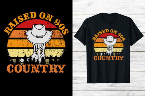 90s retro shirt png raised on 90s country music sunset design printable editable