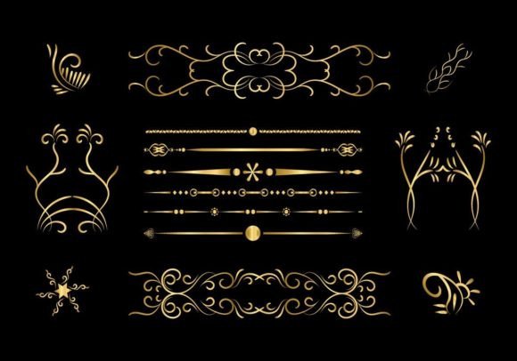 Golden Decorative Floral Luxury Frame Vol. 69 vintage black and gold frame png