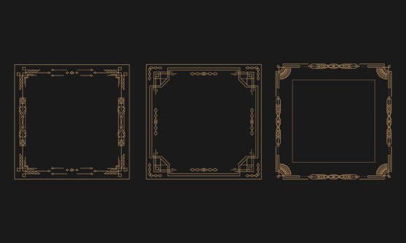 Art Deco Elegant Frame Collection vintage black and gold frame png