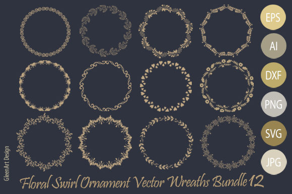 Decorative Flower Wreath Bundle vintage black and gold frame png