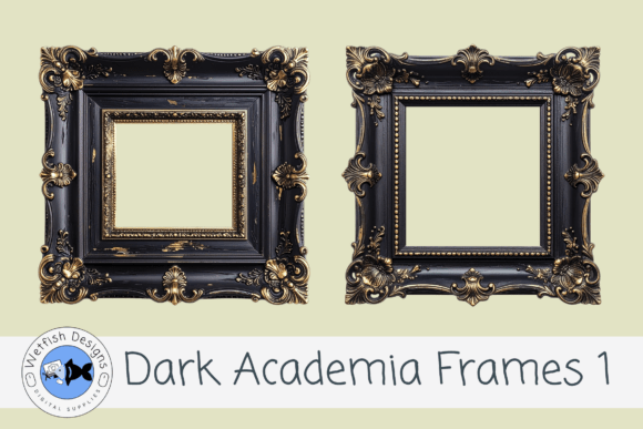 Dark Academia Frames vintage black and gold frame png