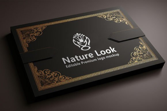 Luxury Card Mockup Premium vintage black and gold frame png