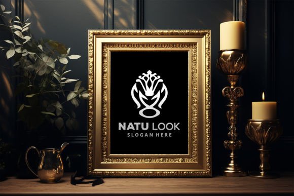 Gold Border Black Frame Logo Mockup vintage black and gold frame png