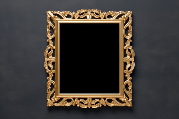 Gold Border Black Frame Design vintage black and gold frame png
