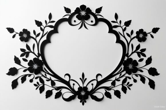 Laser Cut Floral Frame Bundle Set 6 vintage black frame png transparent
