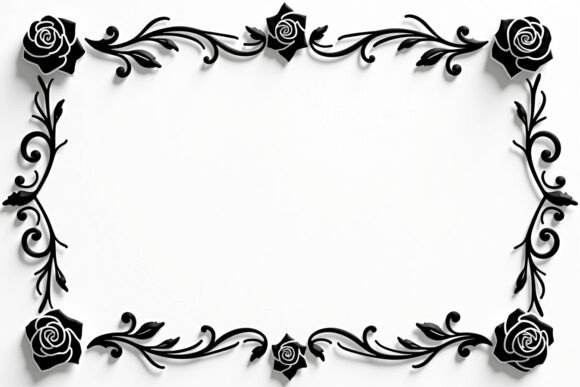 Laser Cut Floral Frame Bundle Set 6 vintage black frame png transparent