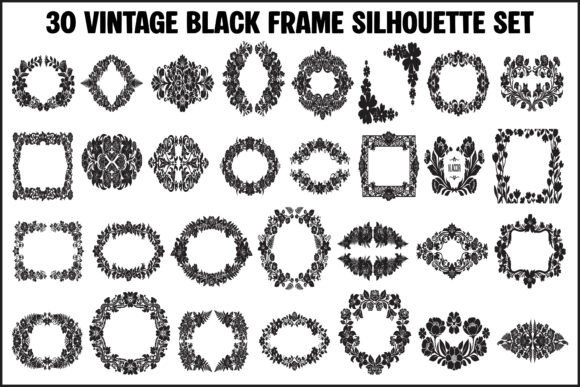 30 Vintage Black Floral Frame Silhouette vintage black frame png transparent