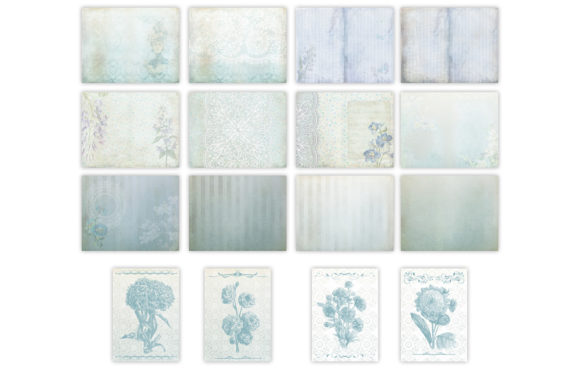 Shabby Blue Floral Scrapbook Kit blue vintage frame png transparent