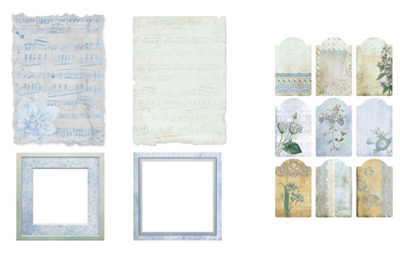 Shabby Blue Floral Scrapbook Kit blue vintage frame png transparent