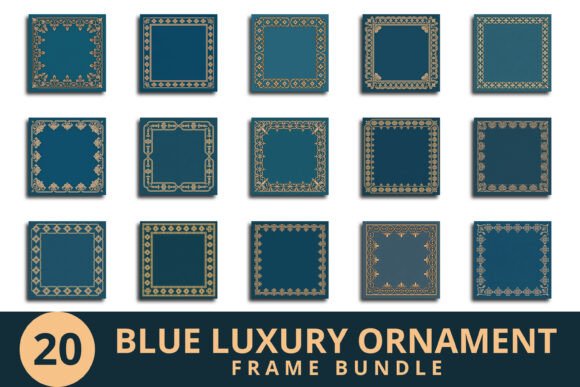 Blue Luxury Ornament Frame Bundle blue vintage frame png transparent
