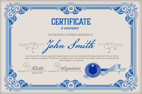 Certificate of Achievement Vintage Frame blue vintage frame png transparent