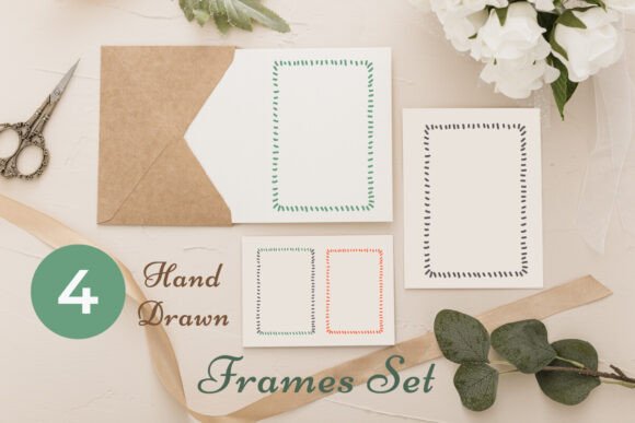 Whimsical Scribble Border Set vintage border label frame design