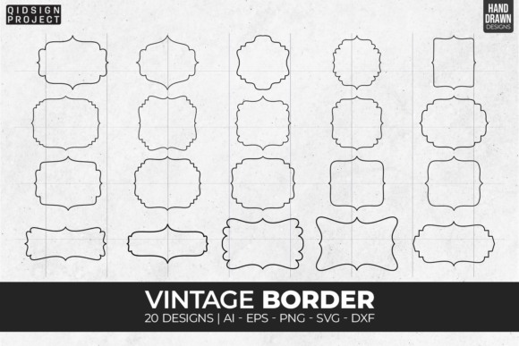 20 Vintage Border, Border Element vintage border label frame design