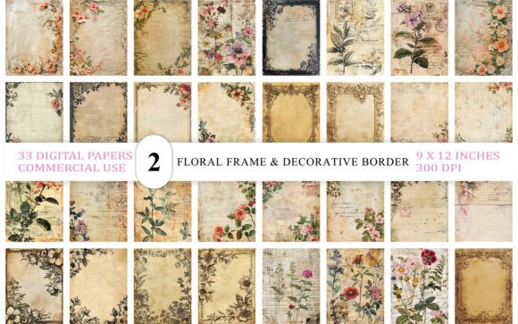 Vintage Floral Frame & Decorative Border vintage border label frame design