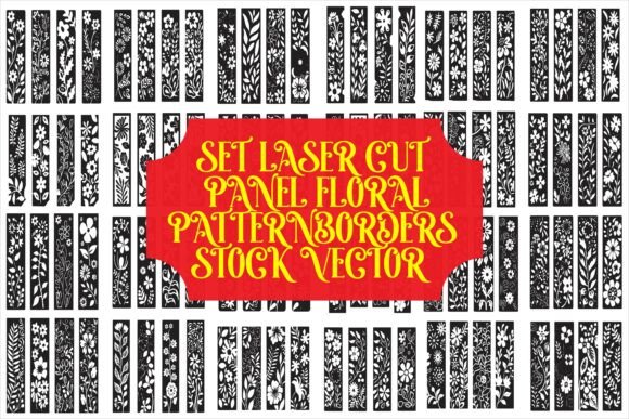 Set of Panel Floral Patterns vintage border label frame design