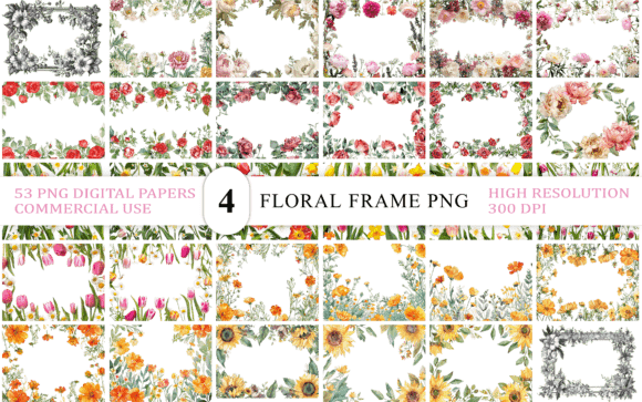 Vintage Floral Frame PNG Transparent vintage border label frame design