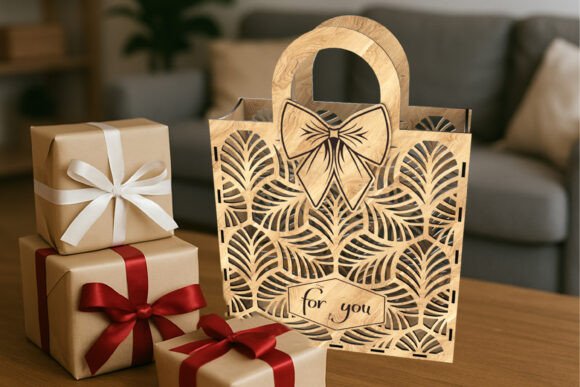 wooden gift bag bow brown paper bag junk journal texture printable
