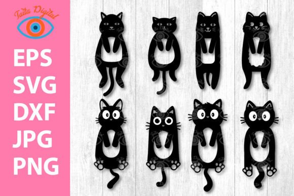 Cute Black Cat Bookmark Design bookmark cat vintage printable