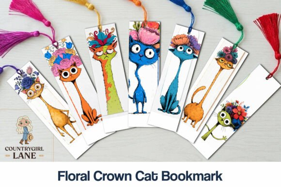 Floral Crown Cat Bookmark bookmark cat vintage printable