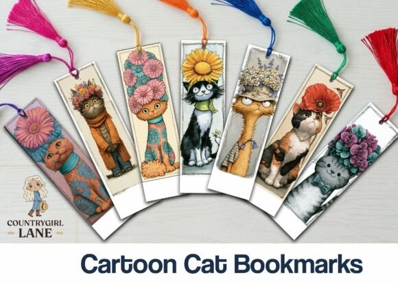 Cartoon Cat Bookmark Printables bookmark cat vintage printable