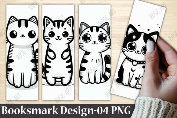 Cute Cat Bookmark Design by Rose Art bookmark cat vintage printable