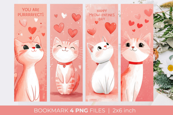 Valentine's Day Cat Bookmark Printable bookmark cat vintage printable