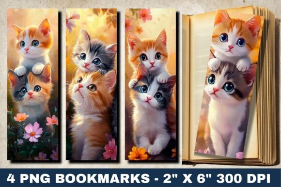 Watercolor Cute Floral Cat Bookmark bookmark cat vintage printable