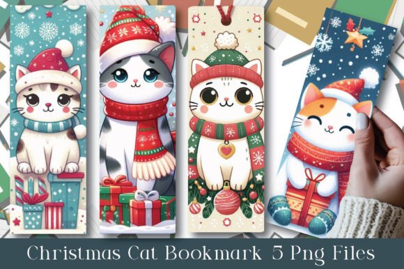 Christmas Cat Bookmark bookmark cat vintage printable