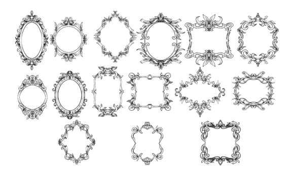 Vintage Frame Handdrawn Collection vintage frame DIY pyrography reference