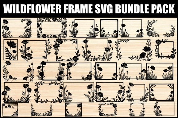 Wildflower Frame SVG Bundle Set vintage frame DIY collage art reference