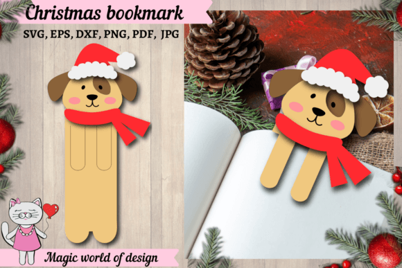 Christmas Bookmark Dog Template SVG bookmark dog vintage printable