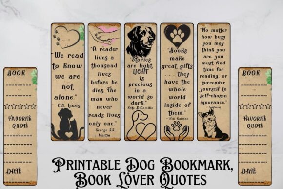 Printable Dog Bookmark Dog Lover Quotes bookmark dog vintage printable