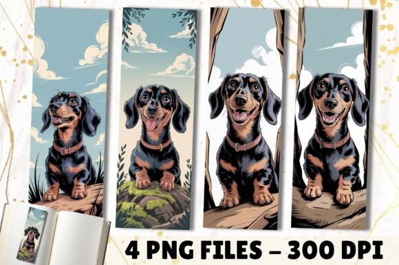 Happy Smiling Dachshund Dog Bookmark bookmark dog vintage printable