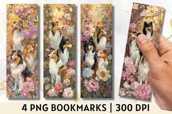 Collie Pet Dog Floral Vintage Bookmark bookmark dog vintage printable