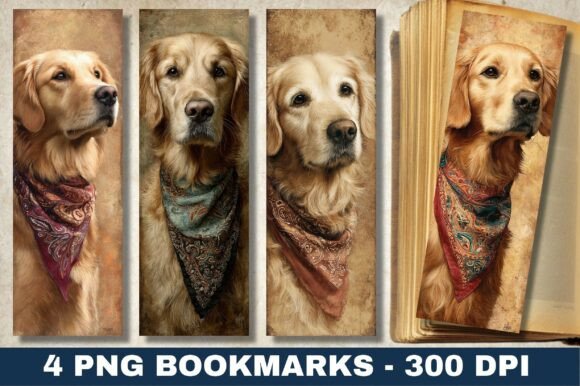 Realistic Golden Retriever Dog Bookmark bookmark dog vintage printable