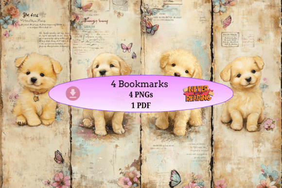 Vintage Puppy Bookmark Set bookmark dog vintage printable