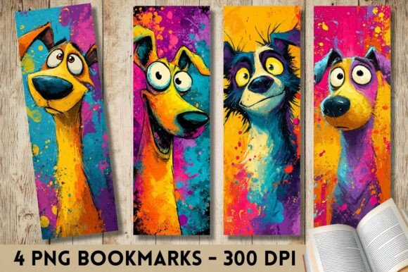 Vibrant Abstract Colorful Dog Bookmark bookmark dog vintage printable