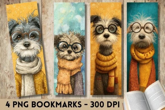 Funny Terrier Glasses Scarf Dog Bookmark bookmark dog vintage printable