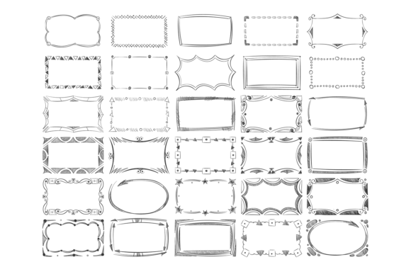 Square Doodle Image Frames Hand Drawn floral vintage frame flower ornament
