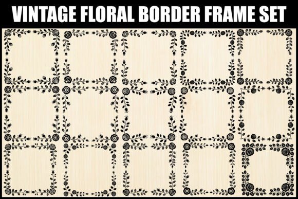 Vintage Floral Border Frame Set floral vintage frame flower ornament