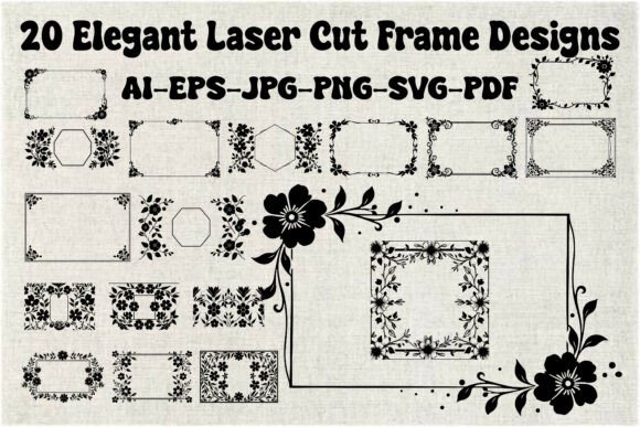 Vintage Flower Frame Ornament Bundle Vol. 1 floral vintage frame flower ornament
