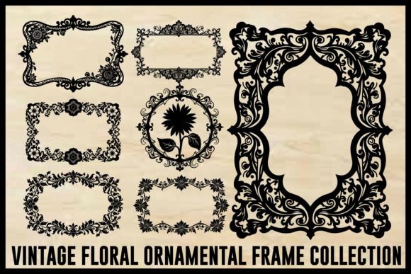 Vintage Floral Laser Cut Ornamental Frame floral vintage frame flower ornament