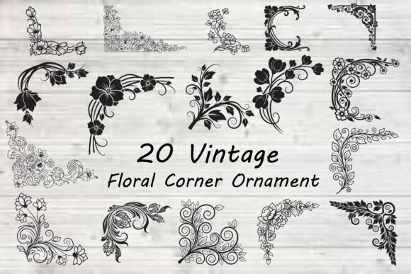 Vintage Floral Corner Ornament floral vintage frame flower ornament